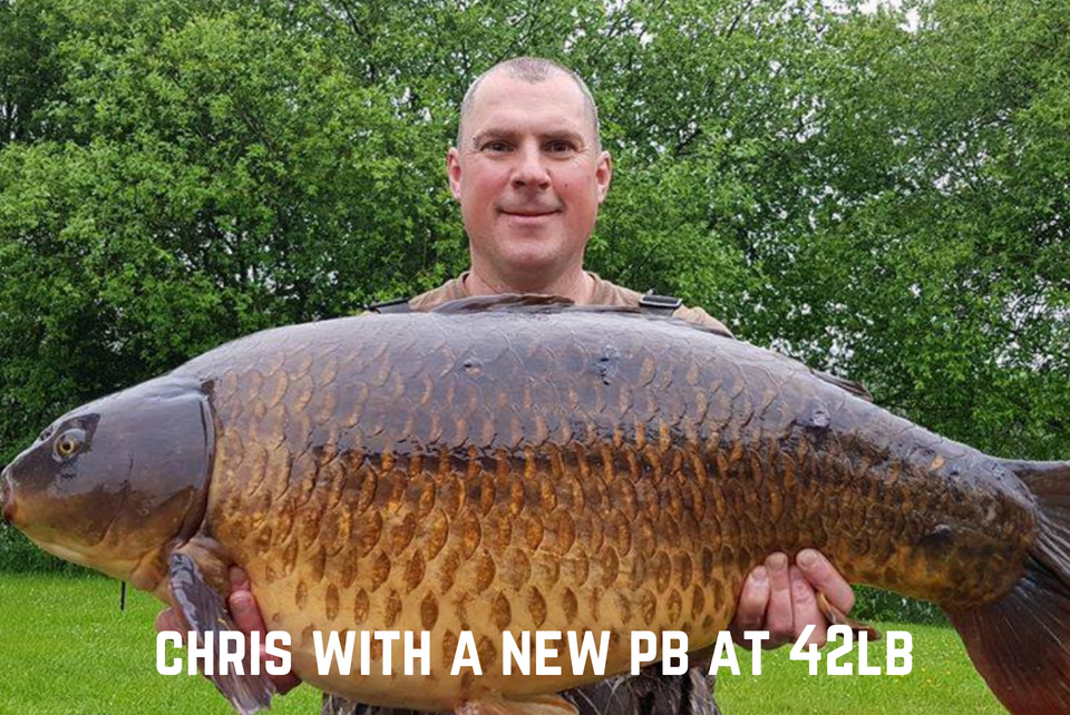 Chris Carp King with a New PB Carp at 42lb