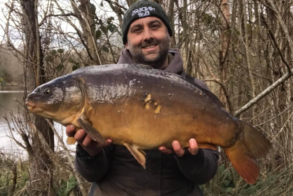 Mark with a 20lb Mirror caught from Theale Island Fisheries
